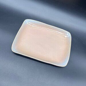 Vintage Glidden Pottery 32 Rectangular Tray Plate Beige Blue Serving Mid Century
